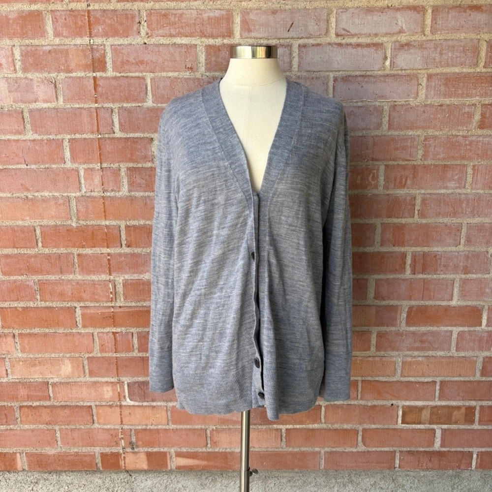 Gap Grandpa Cardigan 100% merino wool Women's XL Tall Gray FLAWS